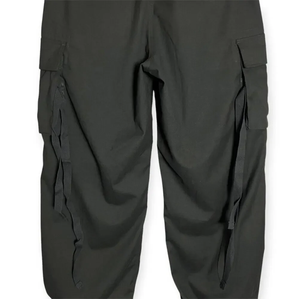 KUON Flannel Cargo Trousers Mens L Black Wide Leg Japan Utility BAGGY NWT